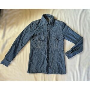 Vintage Denim Button Up With White Stitched Design